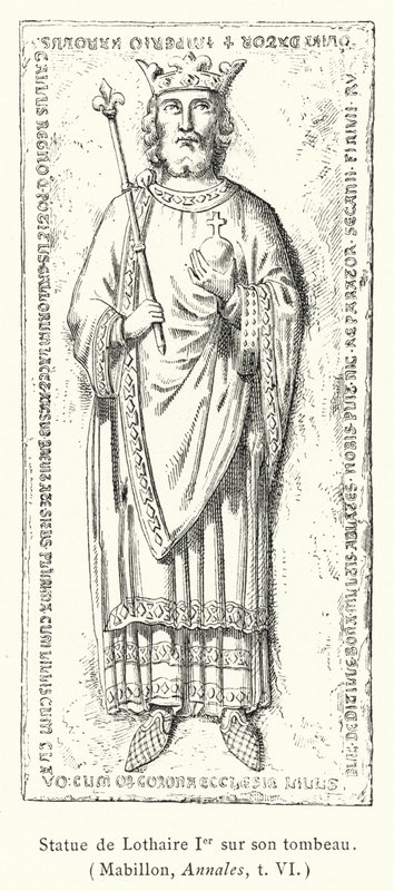 Statue of Lothair I on his tomb by French School