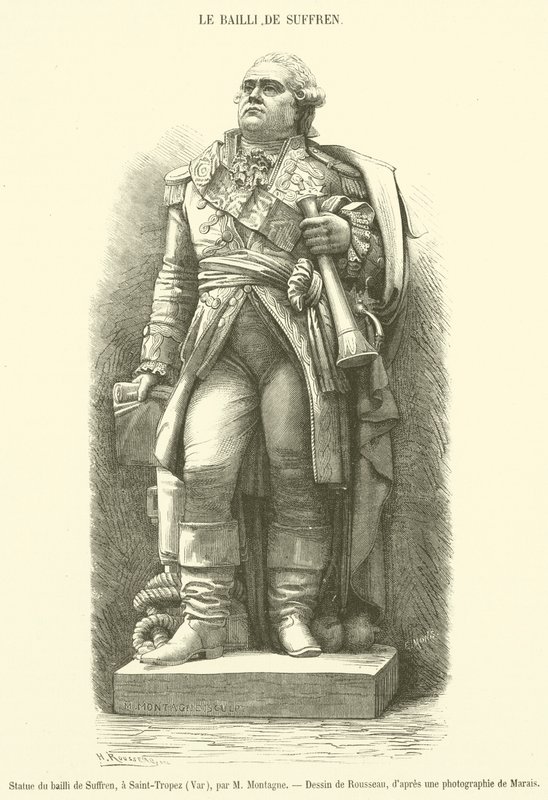 Statue of the Bailiff of Suffren, in Saint-Tropez, Var (engraving) by French School