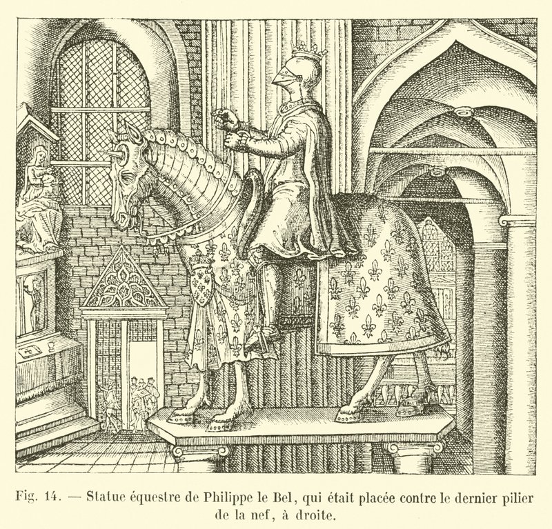 Equestrian Statue of Philip the Fair, which was Placed against the Last Pillar of the Nave, on the Right by French School