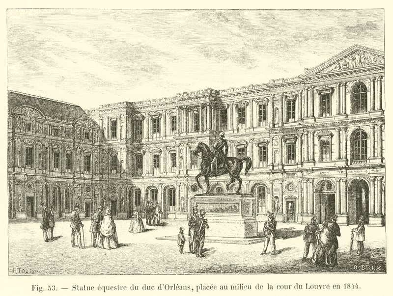 Equestrian statue of the Duke of Orleans, placed in the middle of the courtyard of the Louvre in 1844 by French School
