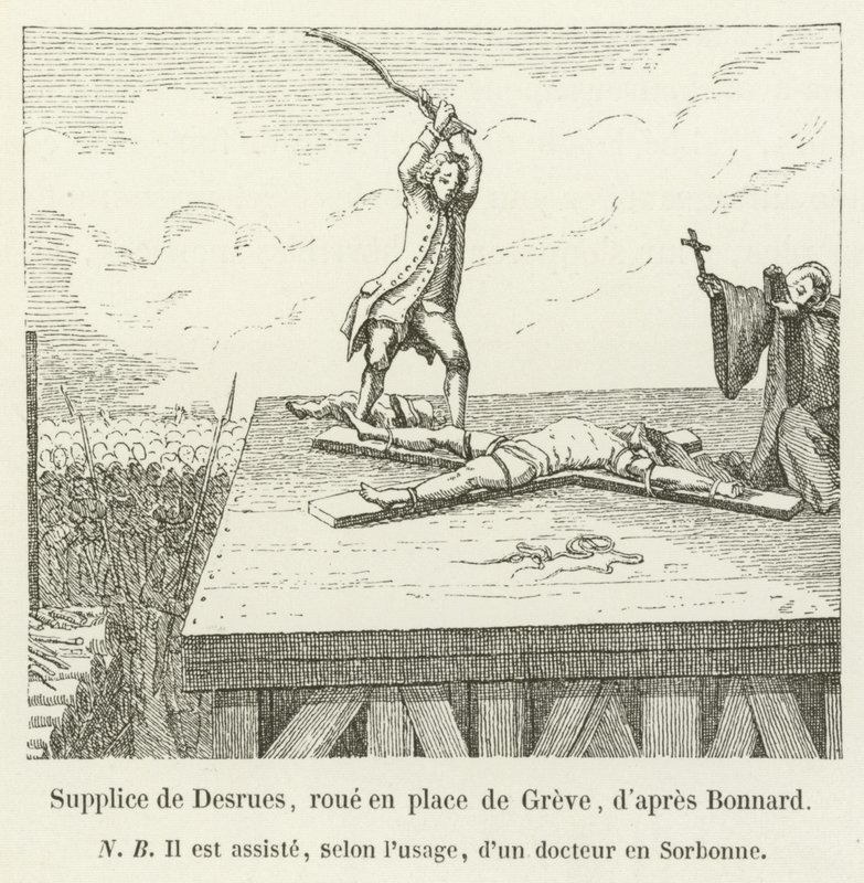 Execution of Desrues, broken on the wheel at Place de Greve, after Bonnard by French School