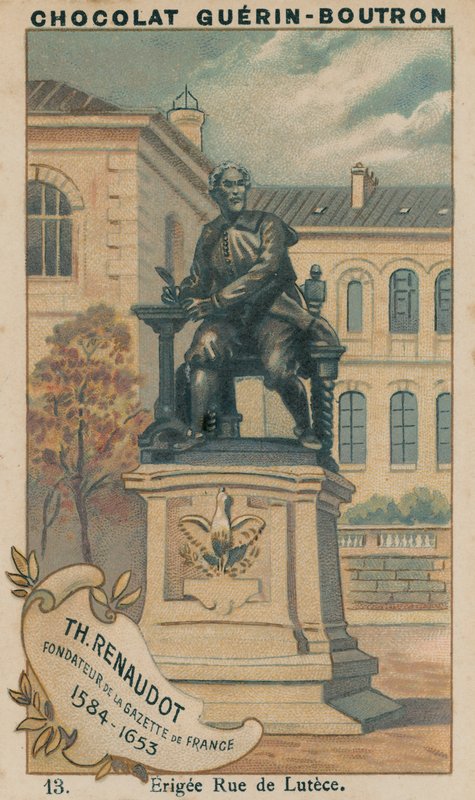 Th Renaudot, Founder of the Gazette de France, 1584-1653, Erected Rue de Lutece by French School