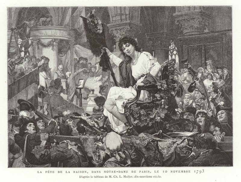 The Festival of Reason in Notre Dame de Paris, 10 November 1793 by French School