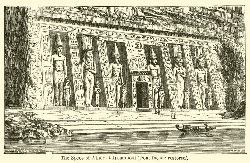 The Speos of Athor at Ipsamboul, front facade restored by French School