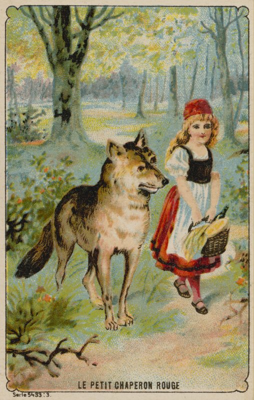 Trade Card with an Image of Little Red Riding Hood by French School