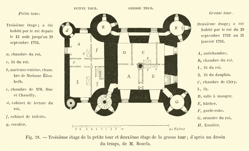 Third floor of the small tower and second floor of the large tower; after a drawing of the time, by Mr. Bourla by French School