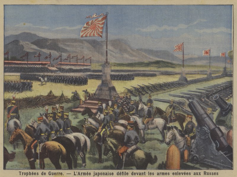 Trophies of war: the Japanese Army parading before Russian armaments captured in the Russo-Japanese War by French School