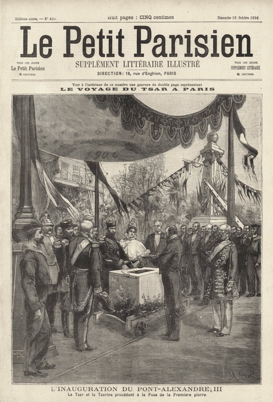 Tsar Nicholas II and Tsarina Alexandra of Russia at a Ceremony Laying the First Stone of the Pont Alexandre III in Paris During Their Visit to France by French School