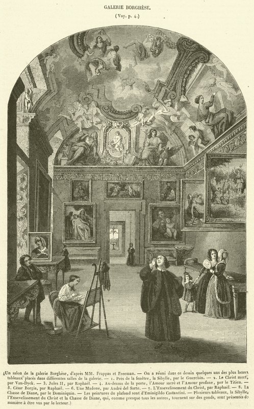A Salon in the Borghese Gallery (engraving) by French School