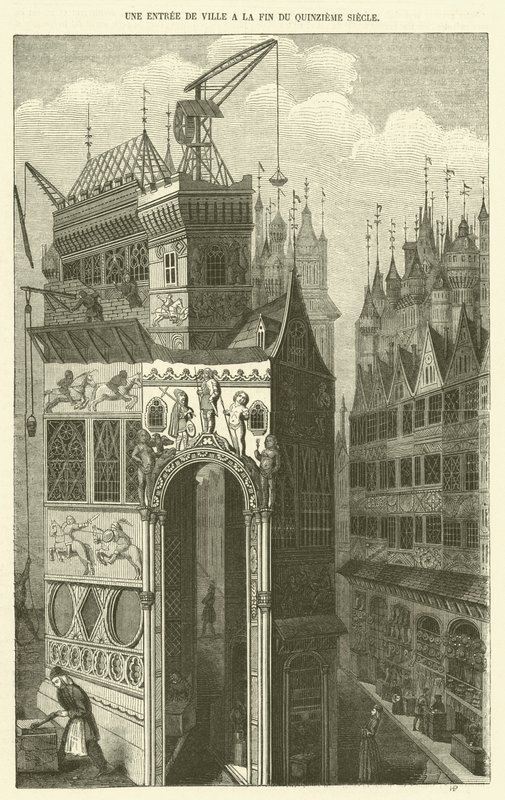A City Entrance at the End of the Fifteenth Century by French School
