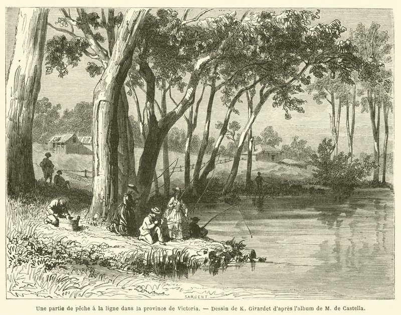 A Fishing Party in the Province of Victoria (engraving) by French School