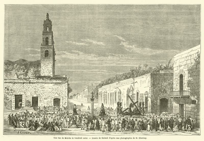 A Street in Merida on Good Friday (engraving) by French School
