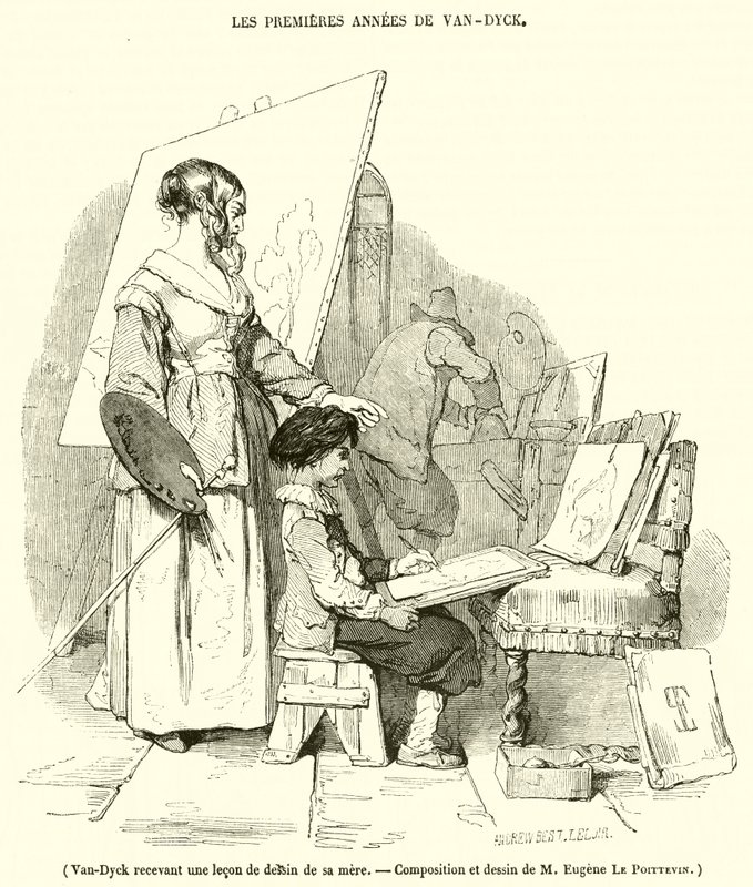 Van Dyck Receiving a Drawing Lesson from His Mother by French School