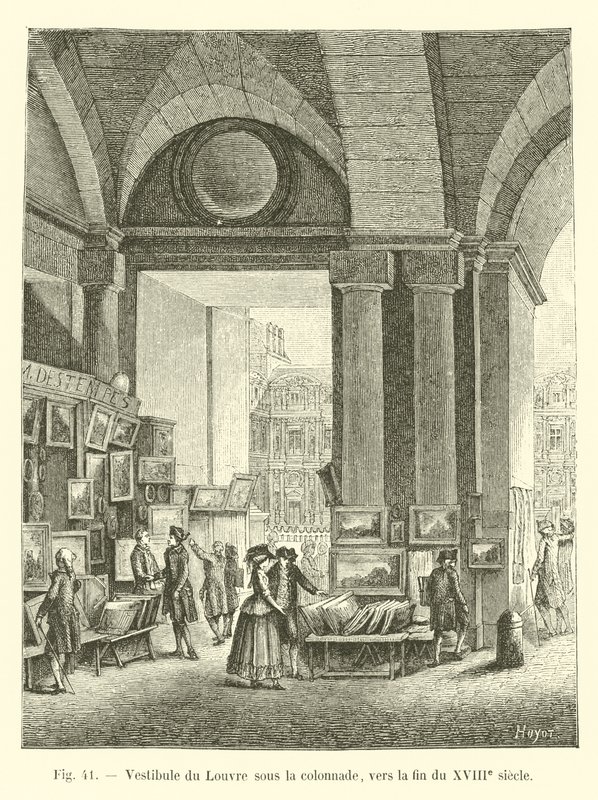 Vestibule of the Louvre under the colonnade, towards the end of the 18th century by French School