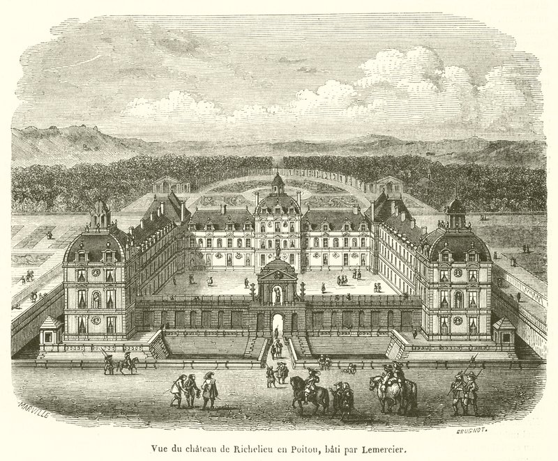 View of the Chateau of Richelieu in Poitou, Built by Lemercier (engraving) by French School