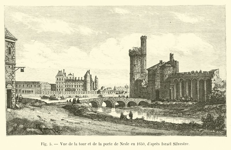 View of the Tower and Gate of Nesle in 1650, after Israel Silvestre by French School