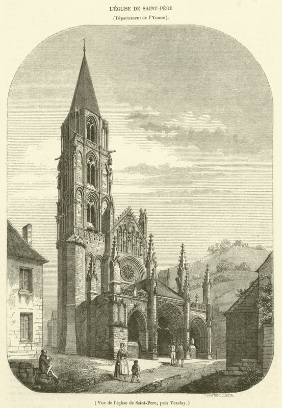 View of the Church of Saint-Pere, near Vezelay (engraving) by French School