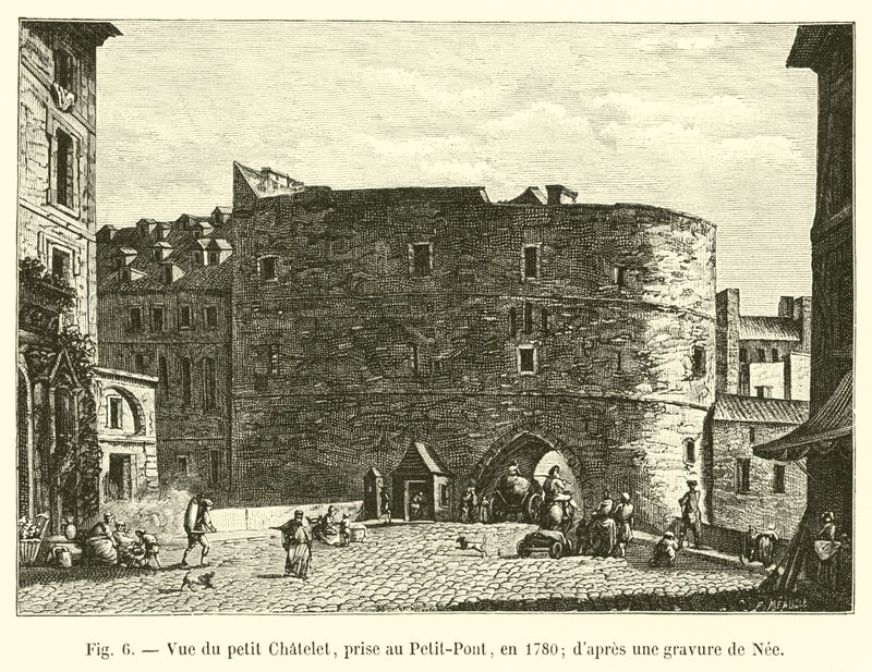 View of the Petit Chatelet, taken from Petit-Pont, in 1780; after an engraving by Nee by French School