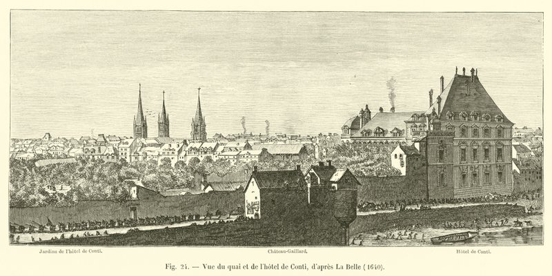 View of the quay and the Hotel de Conti, after La Belle, 1640 by French School