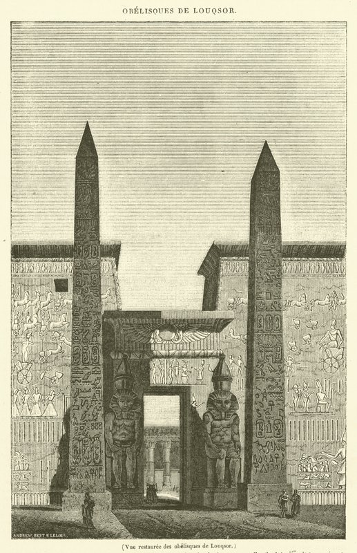Restored view of the obelisks of Luxor by French School