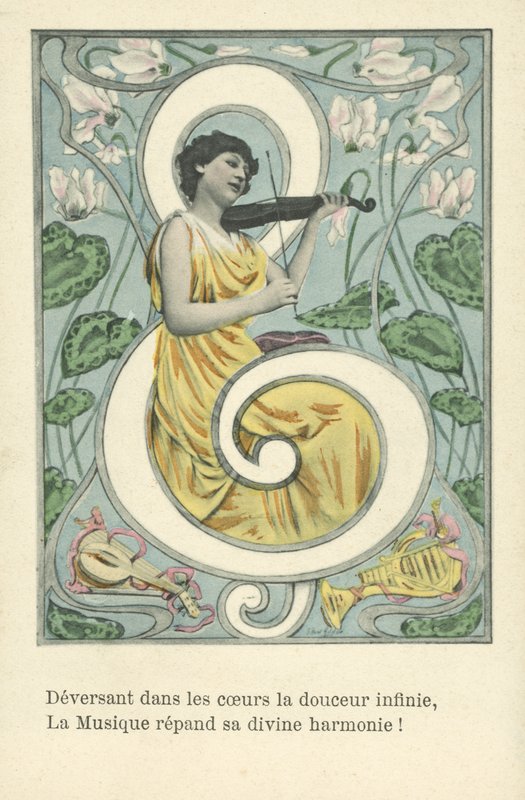Woman in a Treble Clef by French School