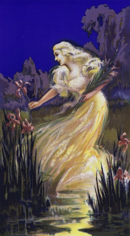 Woman Picking Irises by French School