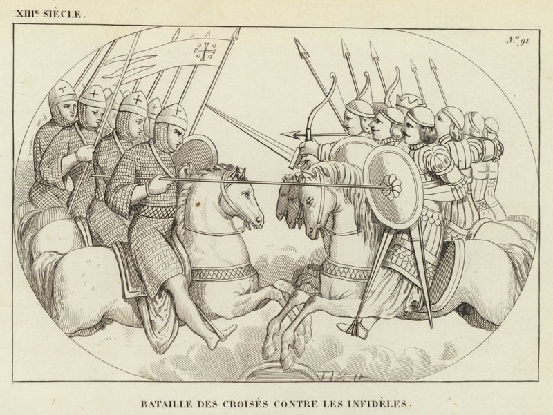 13th Century, Battle of the Crusaders Against the Infidels (engraving) by French School