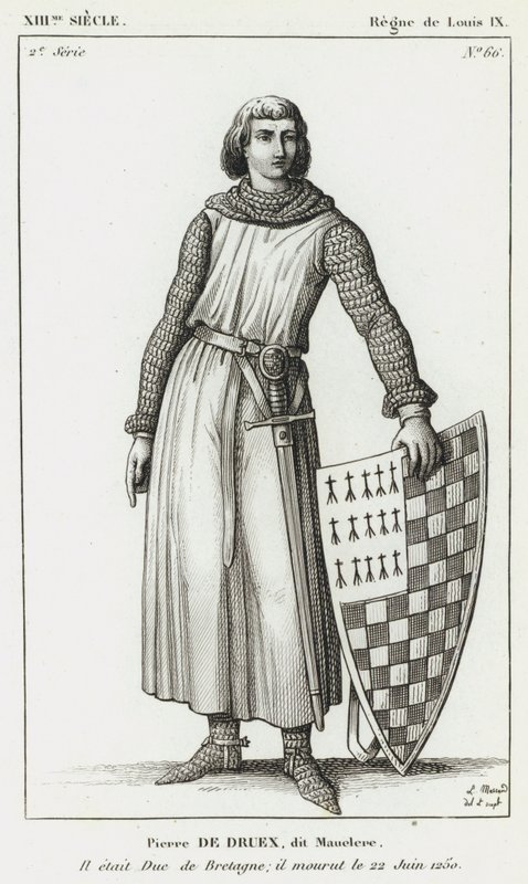 13th Century, Reign of Louis IX, Pierre de Dreux, called Mauclerc, He was Duke of Brittany; he died on June 22, 1250 (engraving) by French School