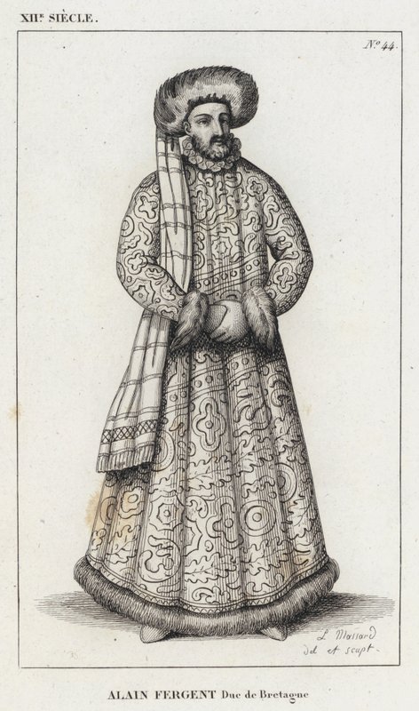 12th Century, Alan Fergent, Duke of Brittany (engraving) by French School