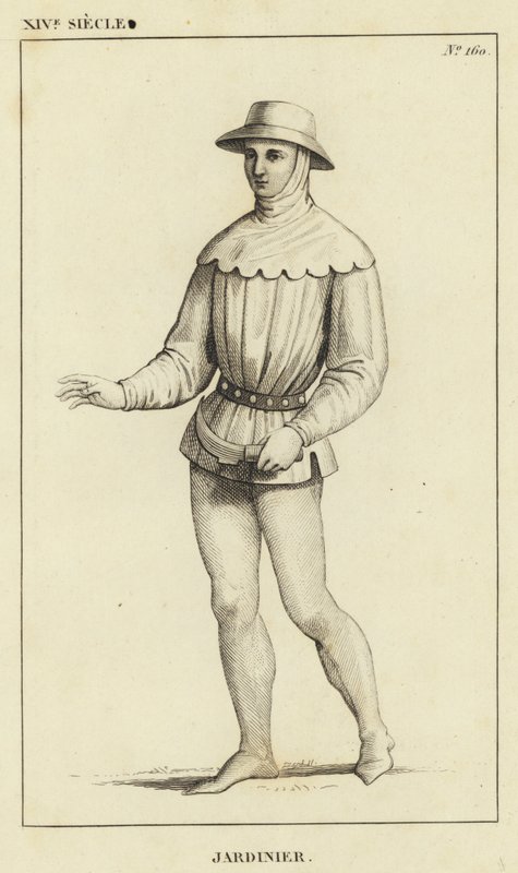 14th Century, Gardener (engraving) by French School