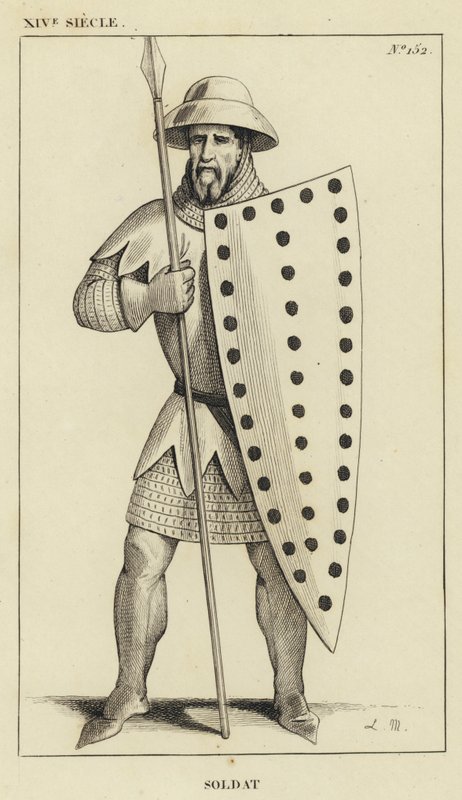 14th Century, Soldier (engraving) by French School