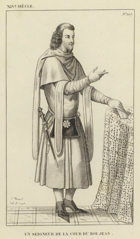 14th Century, A Lord of the Court of King John (engraving) by French School