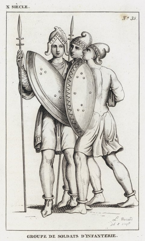 10th Century, Group of Infantry Soldiers (engraving) by French School