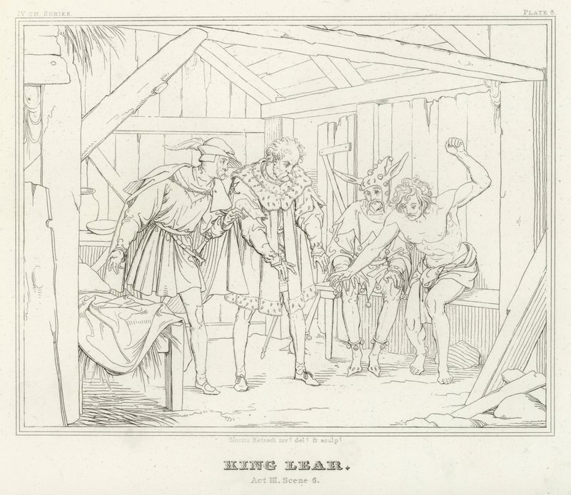 King Lear, Act III, Scene 6 by Friedrich August Moritz Retzsch