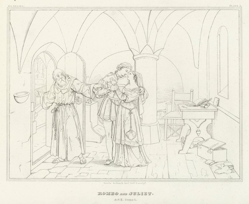 Romeo and Juliet, Act II, Scene 6 by Friedrich August Moritz Retzsch