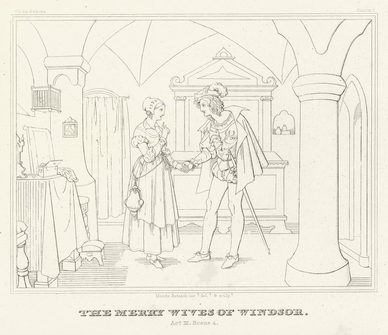 The Merry Wives of Windsor, Act III, Scene 4 by Friedrich August Moritz Retzsch