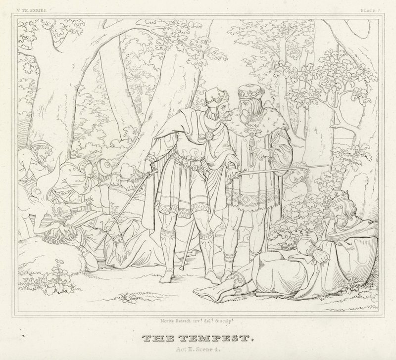 The Tempest, Act II, Scene 1 by Friedrich August Moritz Retzsch