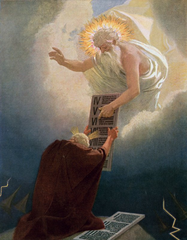 Moses Receiving the Ten Commandments from God on Mount Sinai by Gebhard Fugel