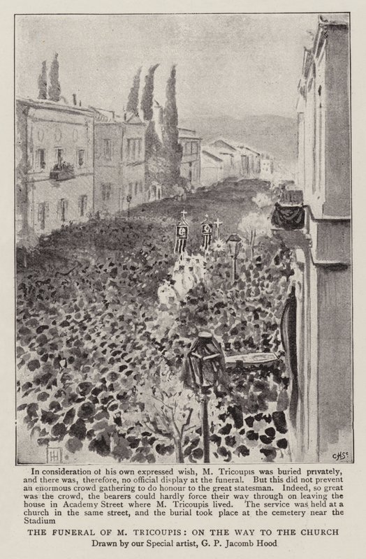 The Funeral of M Tricoupis, on the Way to the Church by George Percy Jacomb Hood