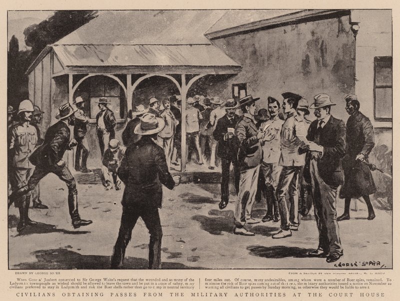 Civilians Obtaining Passes from the Military Authorities at the Court House by George Soper
