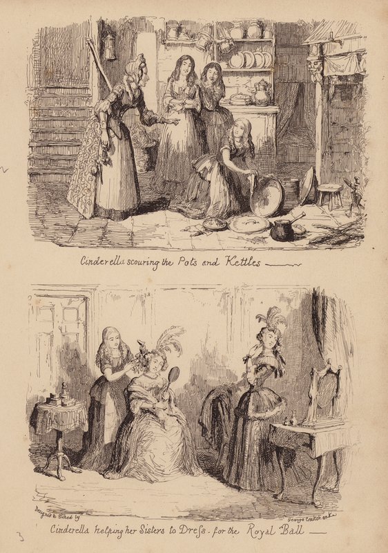 Cinderella and the Glass Slipper by George (after) Cruikshank