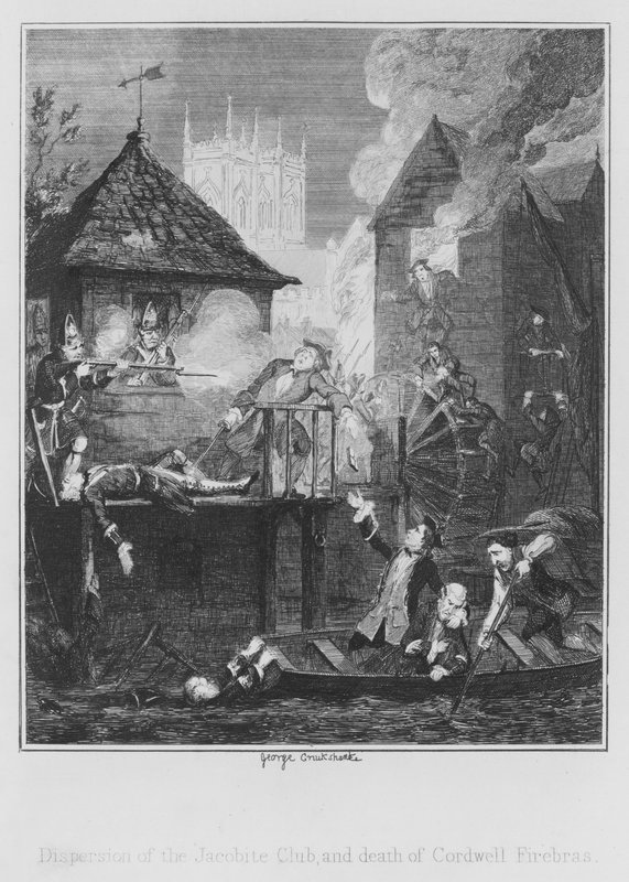 Dispersion of the Jacobite Club and death of Cordwell Firebras by George (after) Cruikshank