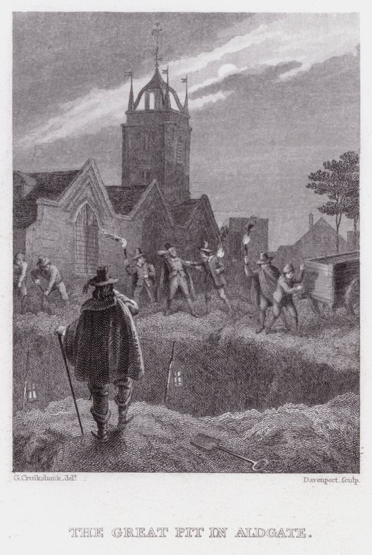 The Great Pit in Aldgate (engraving) by George (after) Cruikshank