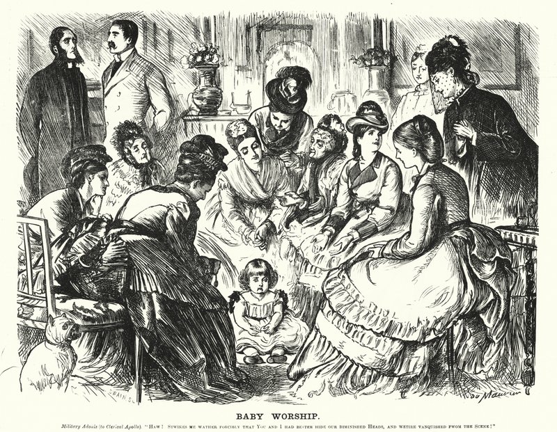 Punch cartoon: Baby Worship by George (after) Du Maurier