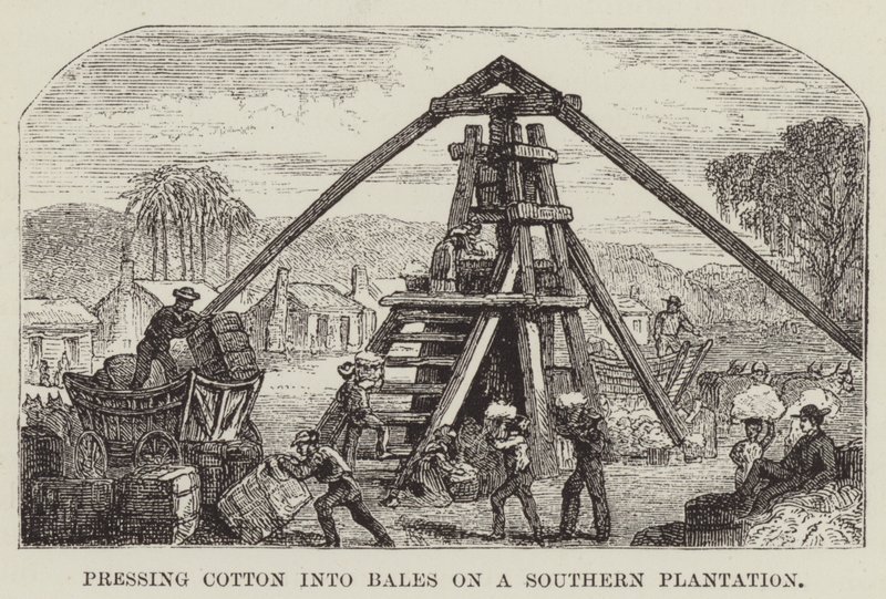 Pressing Cotton into Bales on a Southern Plantation by George Augustus Sala