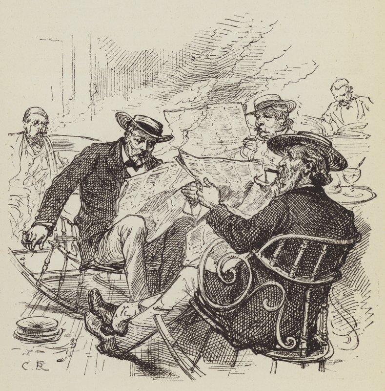 Reading the Papers, Rocking Chairs by George Augustus Sala