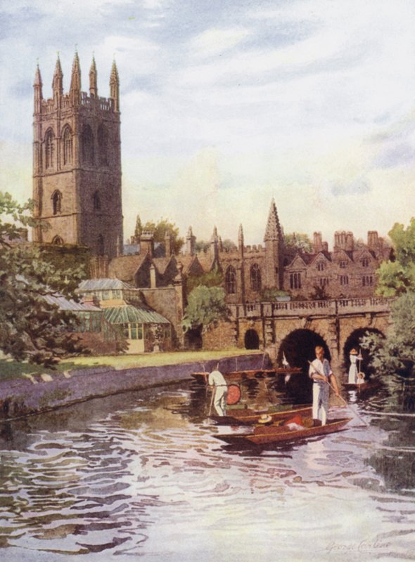 Oxford: Magdalen College and Bridge from the Cherwell by George Carline