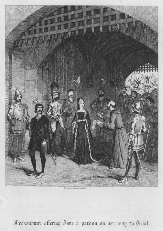 Feckenham offering Jane a pardon, on her way to Trial by George Cruikshank
