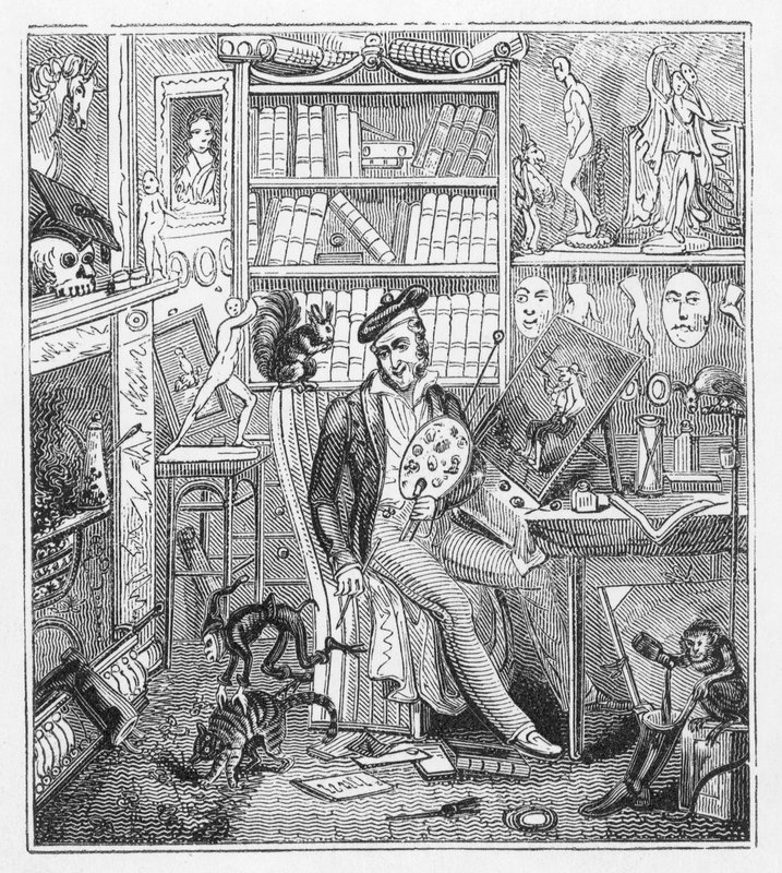 Frontispiece illustration for Cruikshank at Home by George Cruikshank