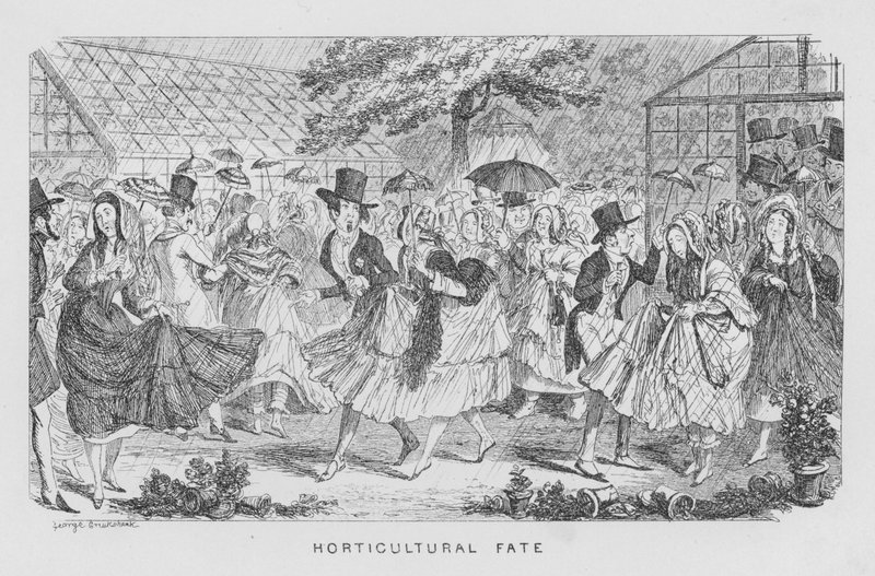 Horticultural Fate, i.e., rain at a fete by George Cruikshank